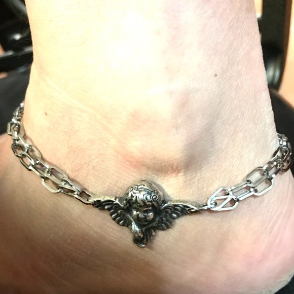 Cherub Angel Bracelet Victorian Silver Ankle Putti - Picture 3 of 12
